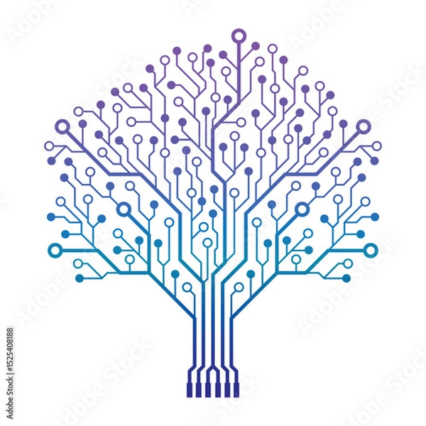 Fototapeta Abstract Circuit Board Tree Vector Illustration. 