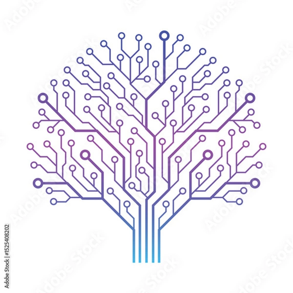 Fototapeta Abstract Circuit Board Tree Vector Illustration.  