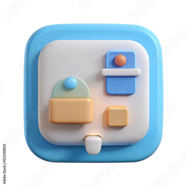 Obraz 3d smartboard interface with school on a transparent background