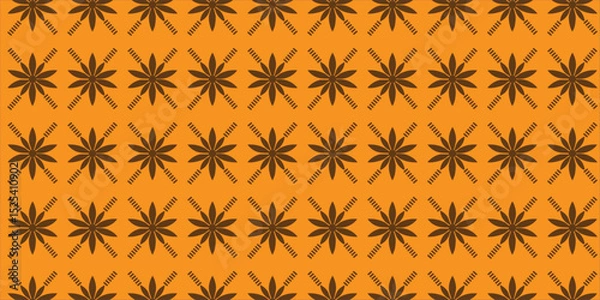 Fototapeta Geometric Floral Pattern with Bold Contrast and Symmetrical Repetition Design