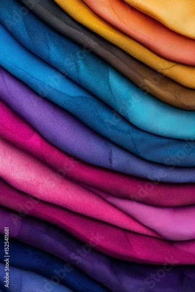 Obraz makeup colorful tone Colorful fabric layers arranged in waves, showcasing various textures and hues.