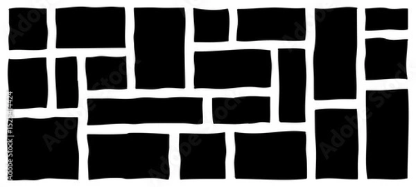 Obraz Doodle hand drawn frames, drawn squares with wavy rough edges, wavy irregular rectangles, different boxes