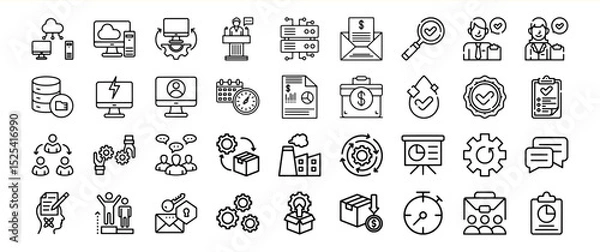 Fototapeta Business process management icons workflow automation