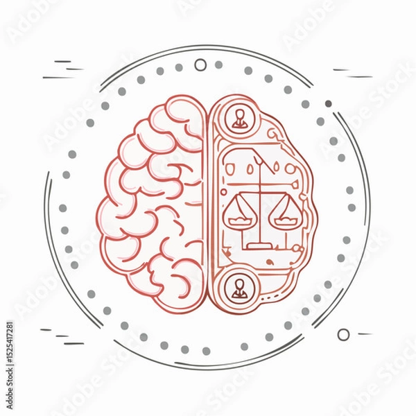 Obraz Artificial Intelligence vs Human Brain – Ethical Technology Concept