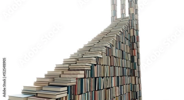 Obraz Book staircase knowledge education learning library study read literature books stacked book tower art 100