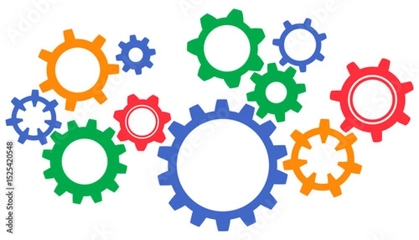 Obraz Process realization, concept teamwork, interconnections - vector