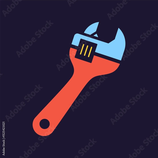 Fototapeta Adjustable wrench icon. Construction tool. Color vector illustration