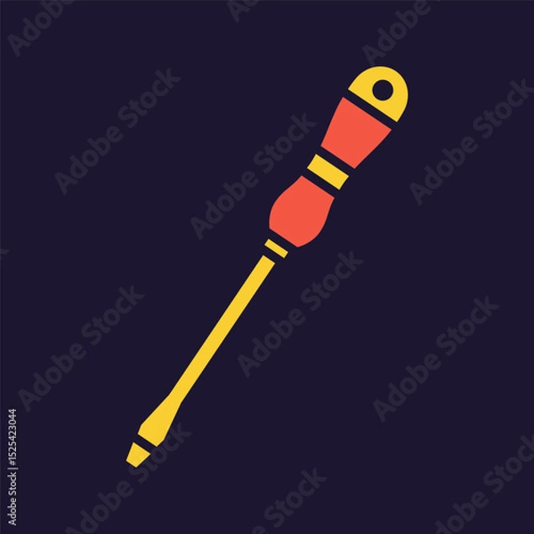 Fototapeta Blade head screwdriver icon. Construction tool. Color vector instrument illustration