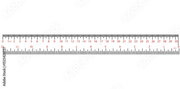 Fototapeta Realistic Ruler Isolated On White Background, Measuring Scale Vector Illustration.	