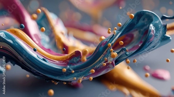 Fototapeta A bold combination of blue and pink paint blended together on a surface creating a striking color contrast
