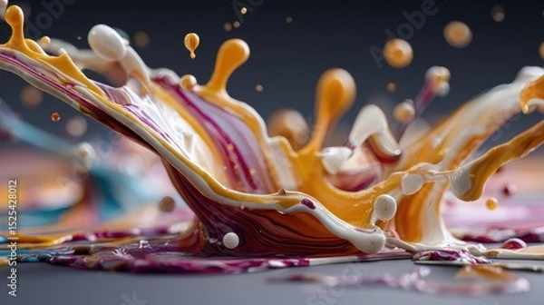 Fototapeta Eye-catching splash of paint on canvas showcasing creative patterns and vibrant colors in an artistic composition