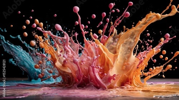 Fototapeta A vibrant splash of colored paint captured in action showcasing the beauty of artistic creativity and movement
