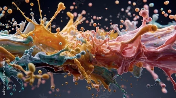 Fototapeta An explosive and colorful burst of paint captured mid-splash showcasing the energy and beauty of artistic expression