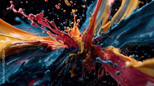 Fototapeta Explosive and colorful paint splash creating a dynamic and abstract visual experience with striking color combinations