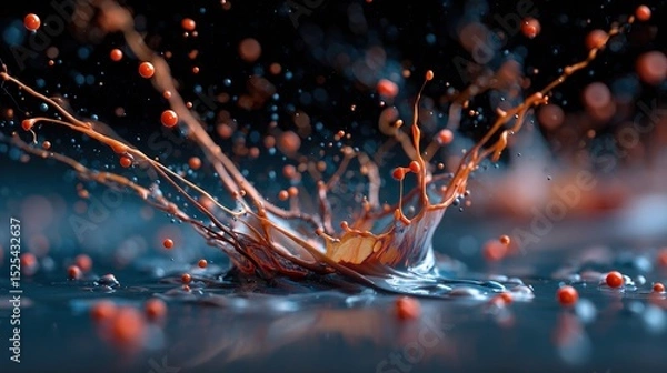 Fototapeta Bold and vibrant splash of orange liquid captured in motion displaying a stunning burst of color