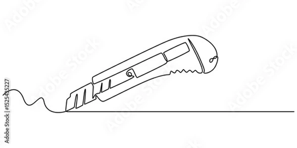 Fototapeta continuous one line drawing of a stationery knife, Cutter knife in continuous one line art drawing, Utility knife, blade, sharp, Stationery knife one line art. Continuous line drawing of repair, pro.