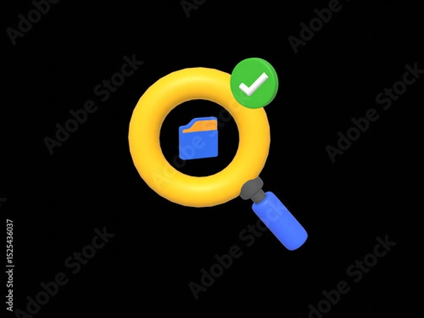 Fototapeta Yellow computer folder with paper files, documents. Business, file management concept. 3d vector icon. 3D minimal style.