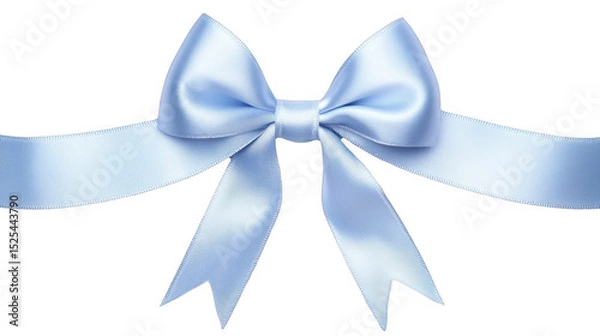 Fototapeta Elegant light blue satin bow isolated on a transparent background, PNG image, PNG file.