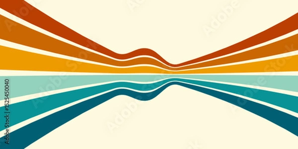 Fototapeta Abstract background of rainbow groovy Wavy Line design in 1970s Hippie Retro style. Vector pattern ready to use for cloth, textile, wrap and other.