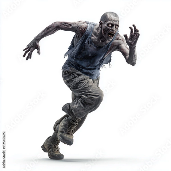 Fototapeta Ferocious Zombie in Action , isolated on white background png