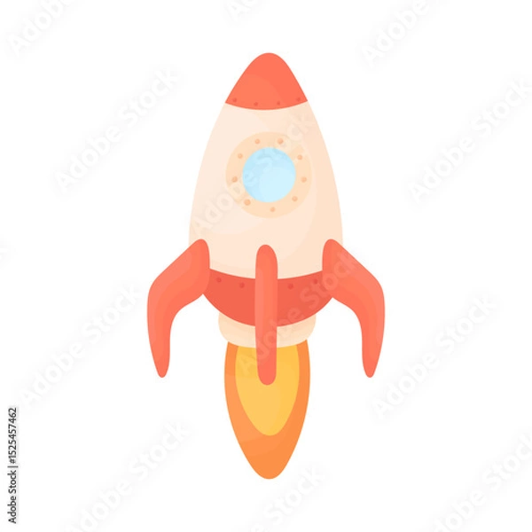 Obraz A rocket drawn in a childish way. Start symbol. 