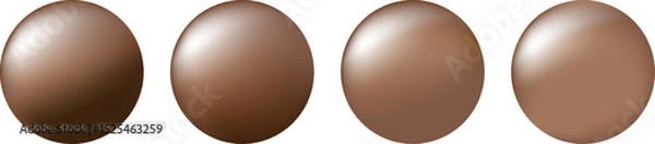 Fototapeta A set of brown metallic spheres with a soft lighting gradient and a slight highlight in the upper left corner, creating a realistic effect of volume and depth.