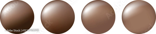 Fototapeta A set of brown metallic spheres with a soft lighting gradient and a slight highlight in the upper left corner, creating a realistic effect of volume and depth.