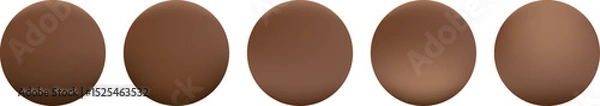 Fototapeta Set of brown metal ball with soft gradient lighting, creating a realistic effect of volume and depth grainy
