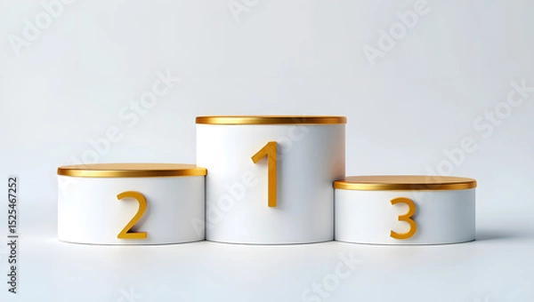 Obraz Gold accented podium displaying first second and third place with elegant design on white backdrop