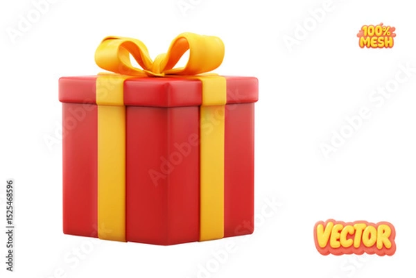 Fototapeta Vector realistic isolated red present gift box on white background. Concept of holidays like Happy Birthday, Christmas and New Year.
