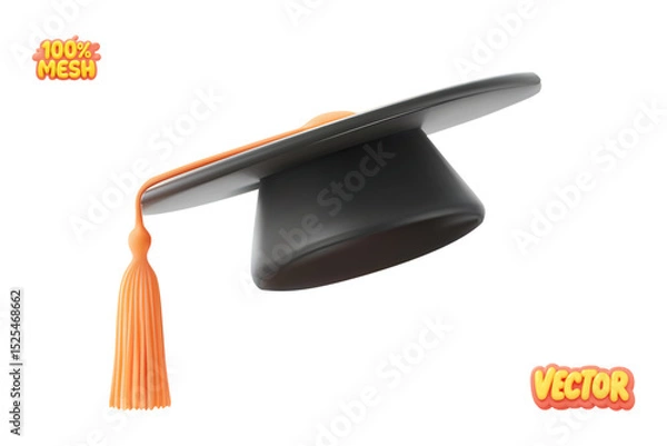 Fototapeta Vector realistic isolated graduation cap on white background. Concept of prom and graduation.
