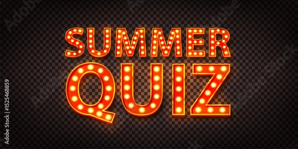 Fototapeta Vector realistic isolated marquee neon sign of Summer Quiz on transparent background.