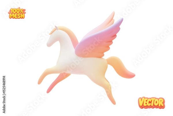 Fototapeta Vector realistic isolated pegasus on white background.