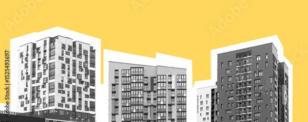 Obraz modern condo buildings with concrete structure and minimal design. Contemporary high rise housing
