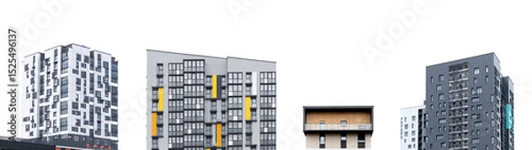 Obraz Set of modern condo buildings with concrete facade and balconies. Contemporary high rise