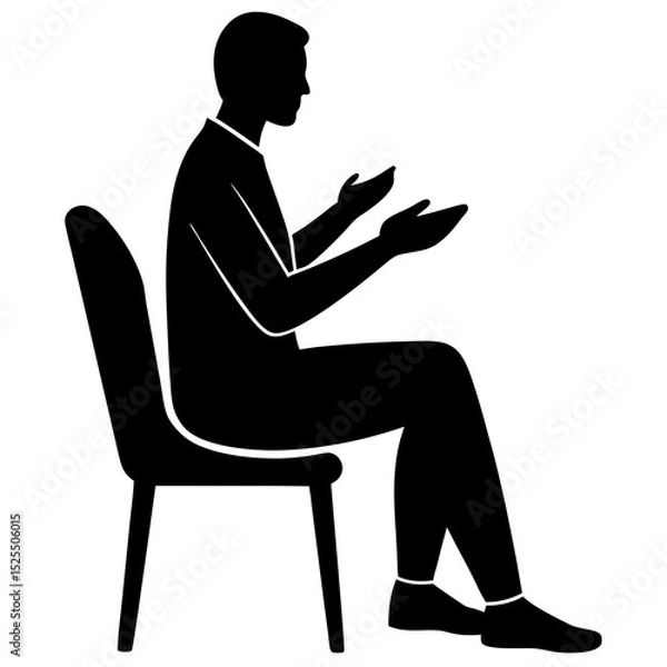 Fototapeta Silhouette of a Person Sitting and Gesturing with Hands