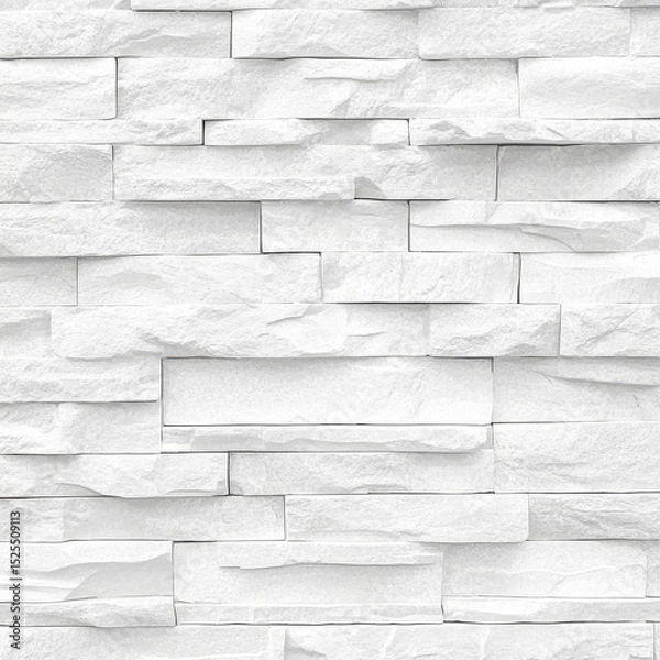 Obraz White Stone Wall Texture, Stone Wall Background, White Brick Stone veneer, Wall cladding