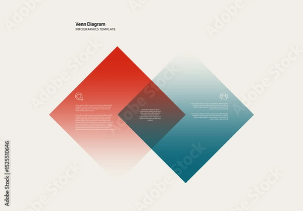 Fototapeta Venn Diagram Infographic Template with Square Shape