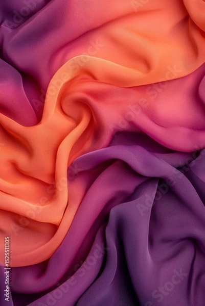Obraz match gradient Vibrant, flowing fabric in shades of orange, pink, and purple, creating a soft, textured background.