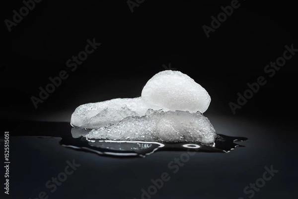 Obraz Melting Ice. A piece of melting ice on a dark background. Selective focus