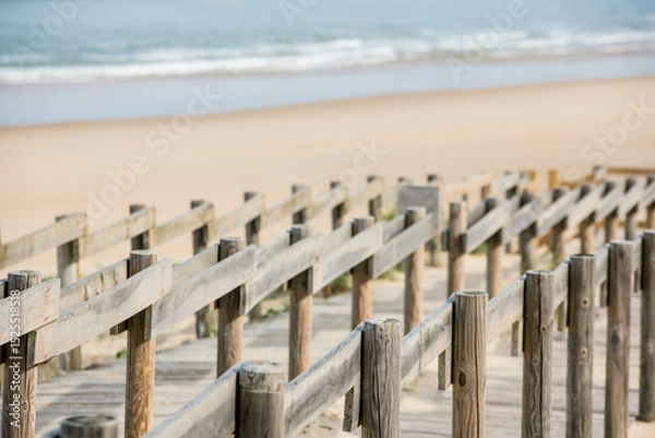 Obraz Landscape of the famous Messanges beach and its staircase in the southwest of France