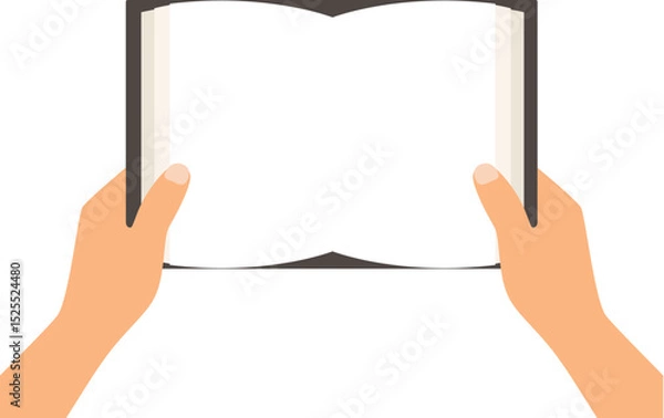 Fototapeta vector flat illustration of hands holding opened book isolated on white background. reading books. book mockup