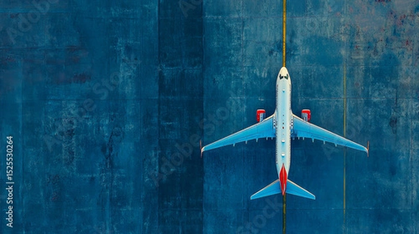 Obraz Top view of an airplane on the road