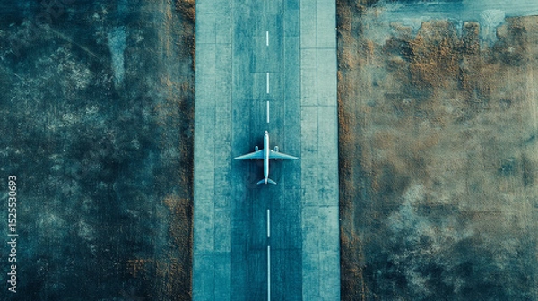 Obraz Top view of an airplane on the road