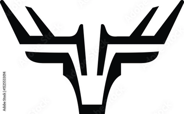 Obraz Black and White Deer Logo  Bold Horned Wildlife Symbol Vecto