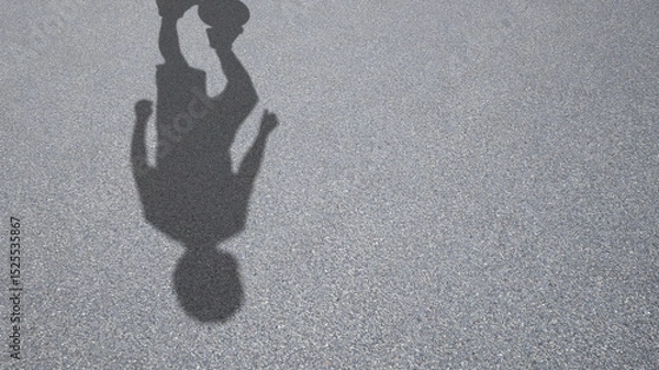 Fototapeta Concept or conceptual background of floor texture surface with a human shadow as silhouette. A 3d illustration metaphor to young childhood education, fun happy family child parent relationship design
