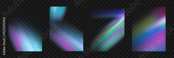 Fototapeta Crystal prism light flare background,transparent rainbow overlay with diamond neon glare effect and iridescent blur.