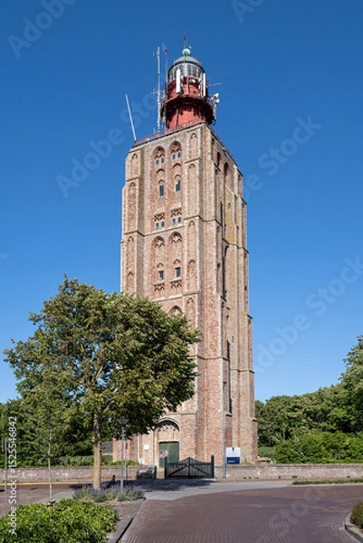 Obraz tall lighthouse of Westkapelle, Netherlands