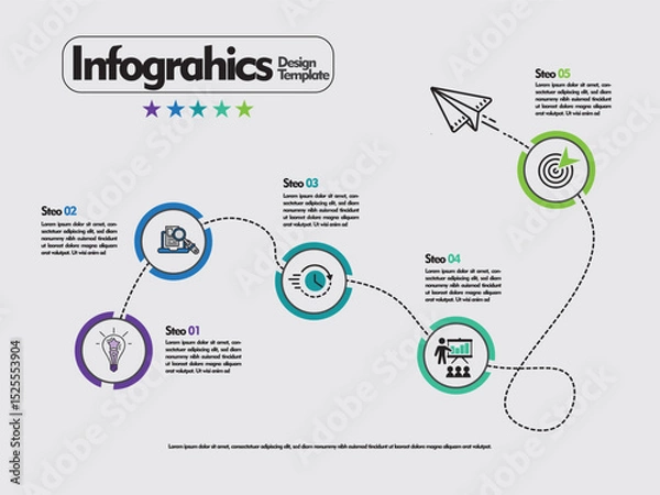 Fototapeta Infographic hand drawn professional steps With fullcolor. Vector Illustrations, EPS10
