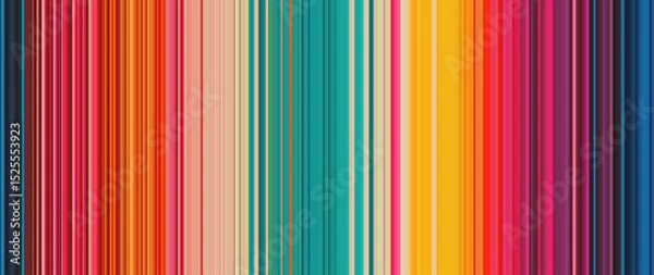 Obraz Colorful geometric seamless background with narrow lines resembling richly colored layered strips of paper arranged randomly. Bright vertical stripe pattern perfect for digital decor or modern design